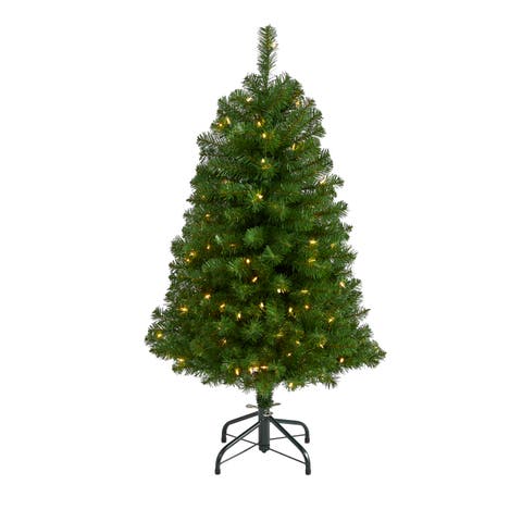 4-ft Virginia Fir Artificial Christmas Tree with 100 Clear Lights and 223 Bendable Branches