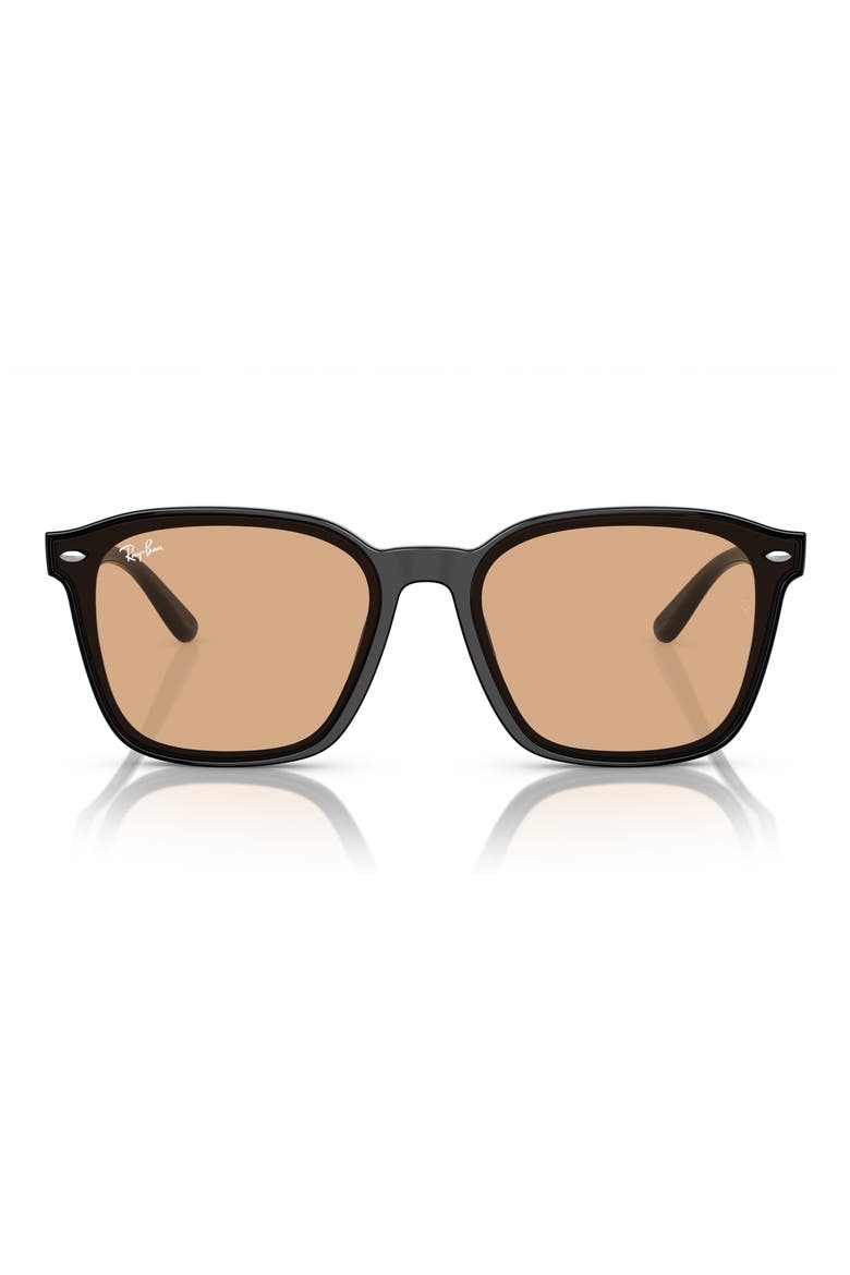 66mm Square Sunglasses, Main, color, BLACK / BROWN