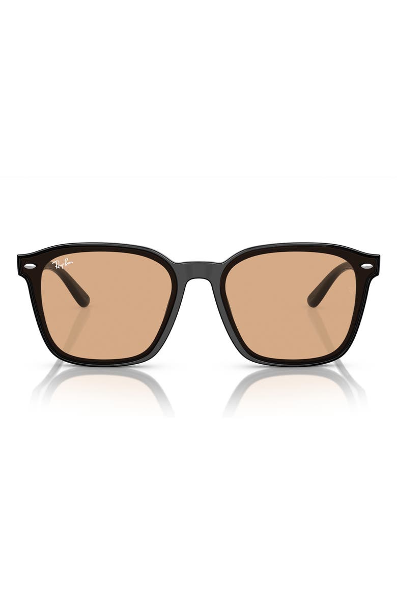 Ray-Ban 66mm Square Sunglasses, Main, color, Black / Brown