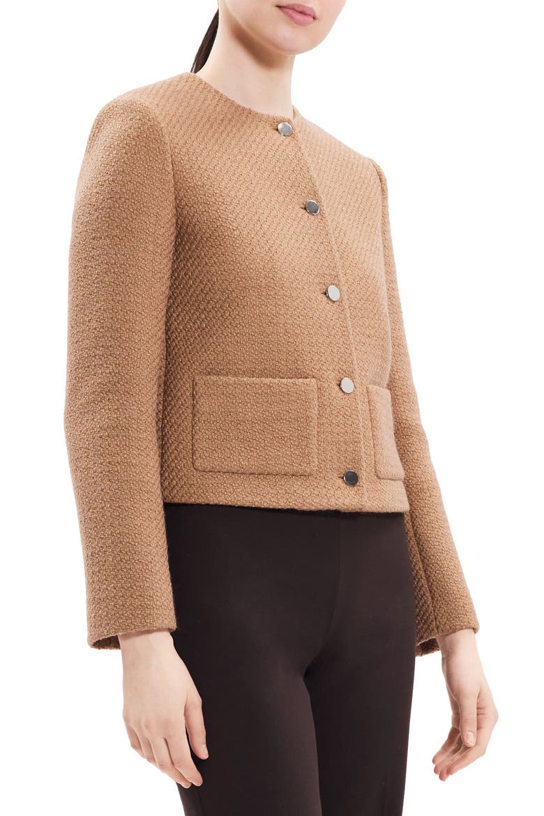 Tweed Crop Jacket, Alternate, color, PALOMINO