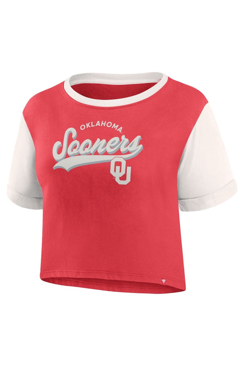Women's Fanatics Branded Crimson Oklahoma Sooners Color-Block Script Tail T-Shirt, Alternate, color, Crimson