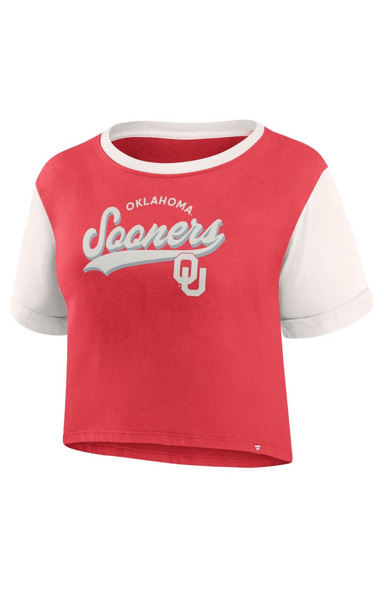 FANATICS Women's Fanatics Branded Crimson Oklahoma Sooners Color-Block Script Tail T-Shirt, Alternate, color, Crimson