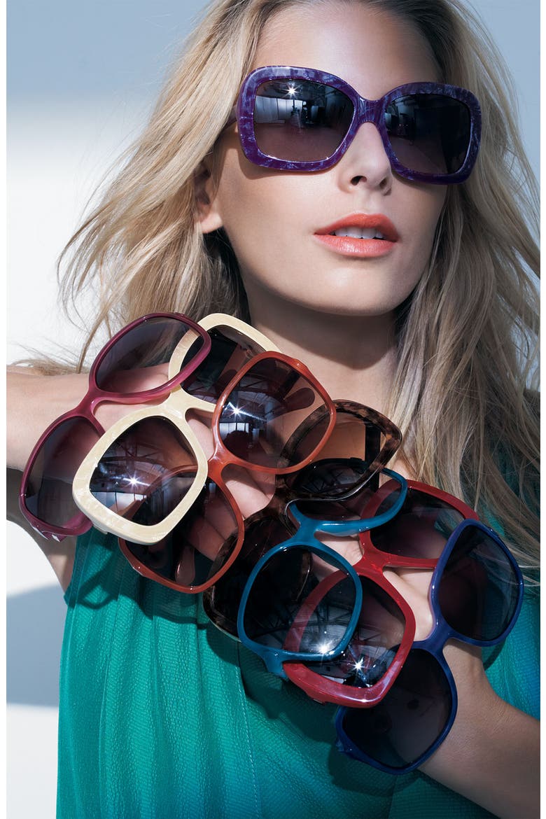 D&G 'Thick Glam' Square Sunglasses, Alternate, color, BLACK