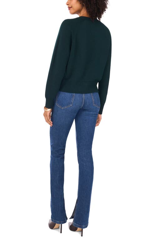 Vince Camuto Raglan Sleeve Crewneck Cardigan In Green