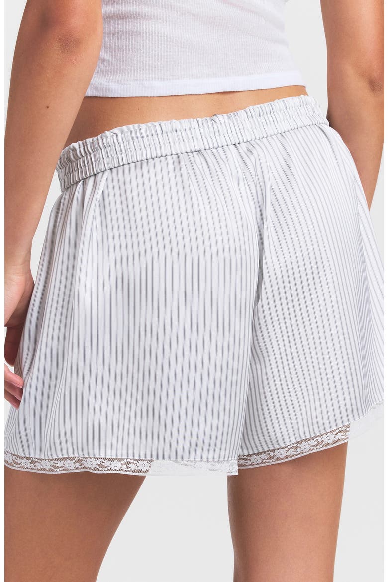 Woven Shine Lace Shorts, Alternate, color, SILVER TRIPLE PINSTRIPE