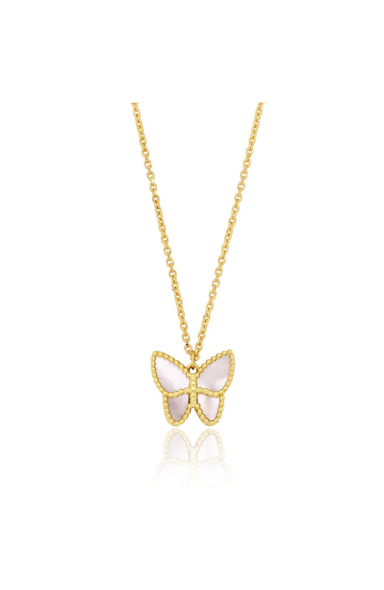 The Lovery Fine Jewelry Mother of Pearl Butterfly Necklace, Main, color, Mother Of Pearl
