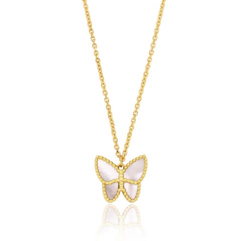 Mother of Pearl Butterfly Necklace