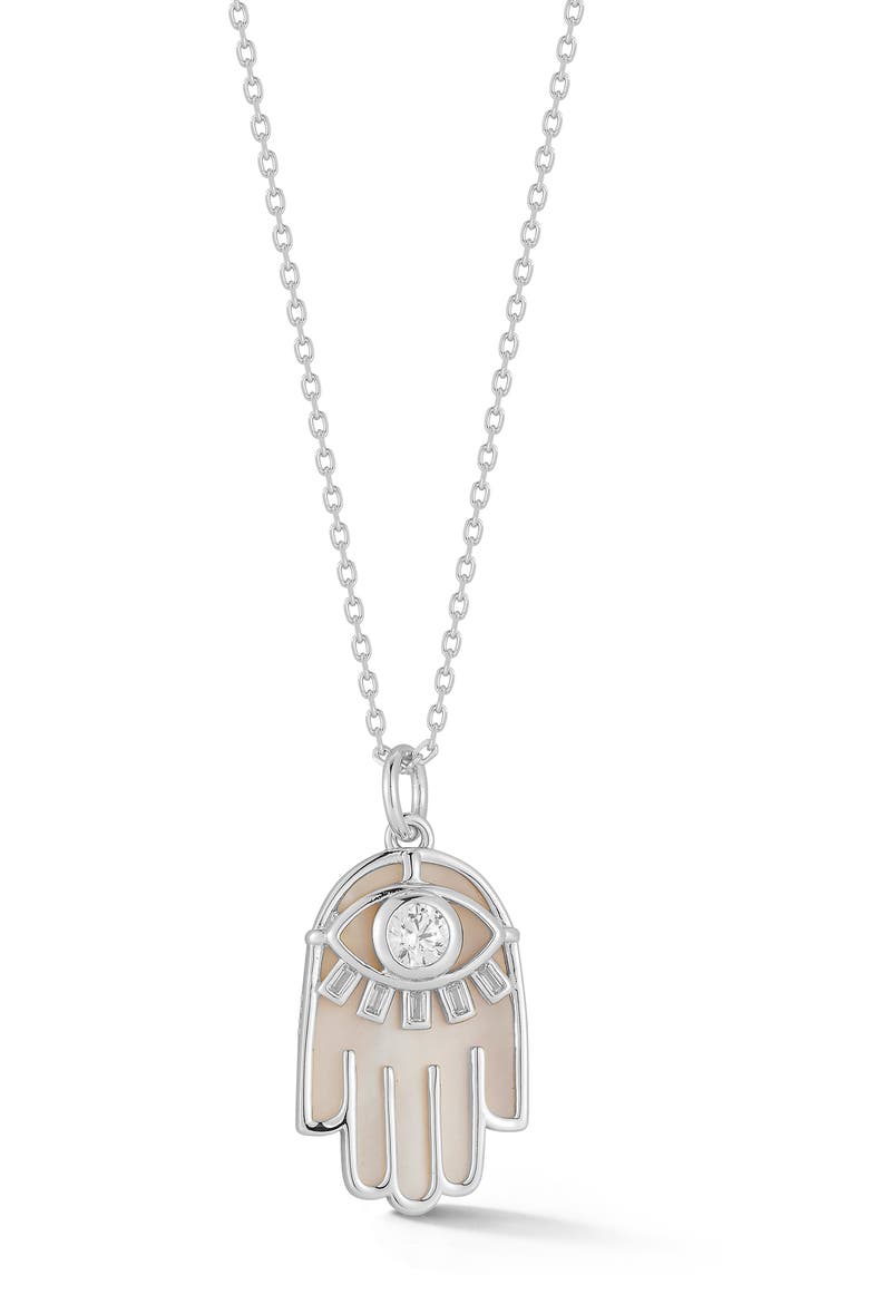 Hamsa Pendant Necklace, Main, color, SILVER