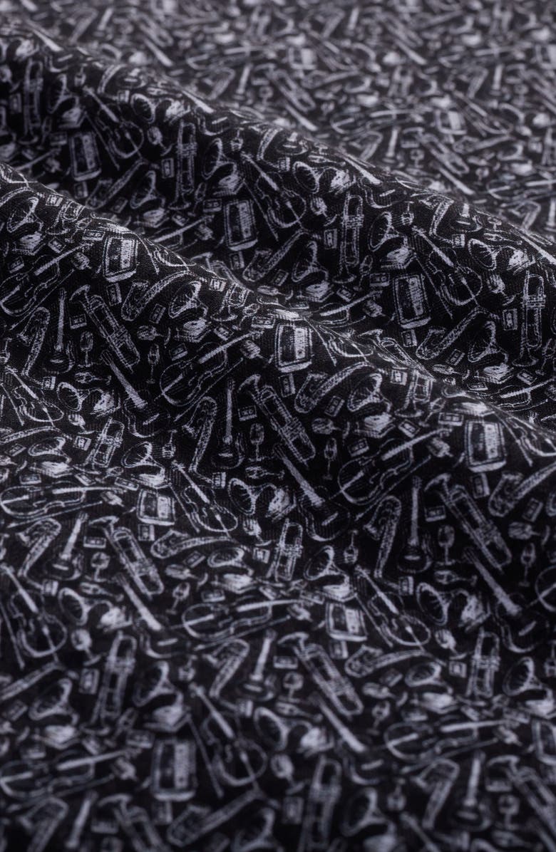 Bugatchi James OoohCotton<sup>®</sup> Music Print Button-Up Shirt, Alternate, color, Black