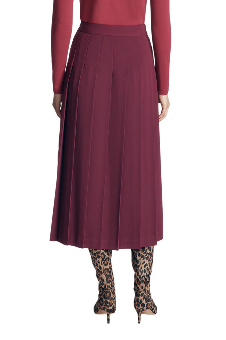 Pleated Side Split Midi Skirt, Alternate, color, DARK CHERRY
