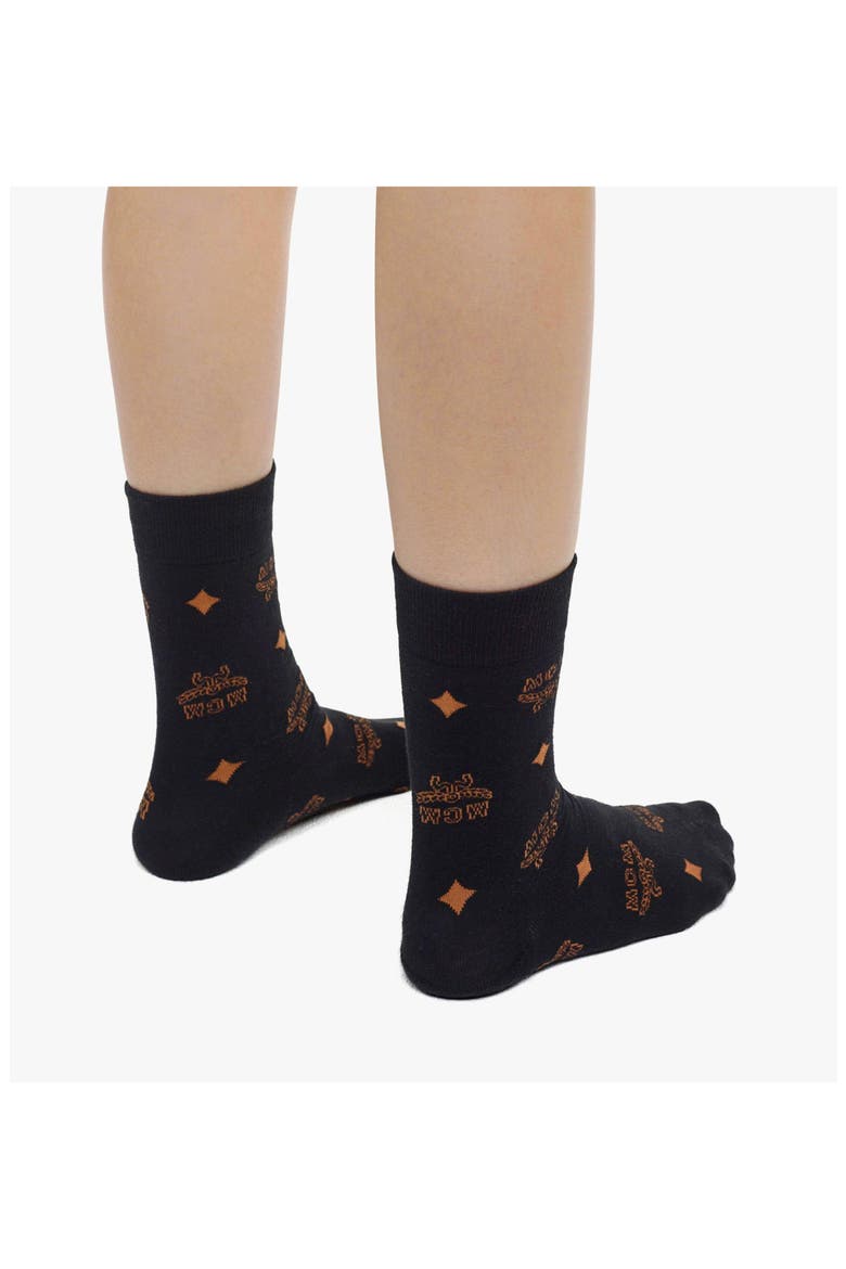 Monogram Knit Socks, Alternate, color, BLACK