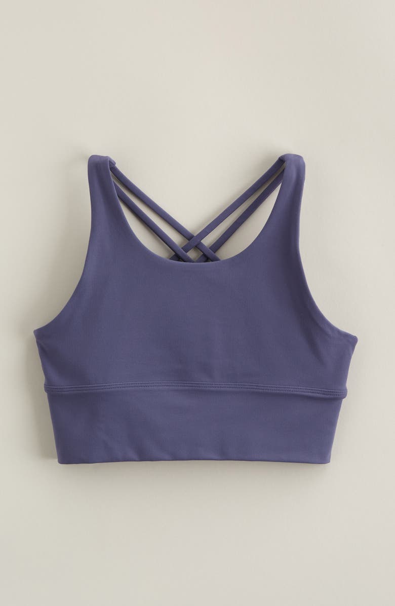 Zella Girl Kids' Strappy Seamless Bra, Main, color, Blue Shadow