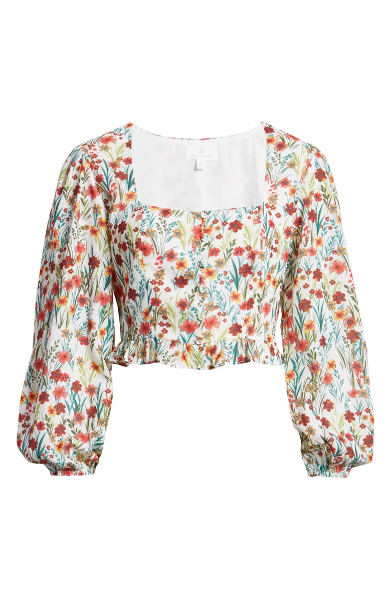 Lost + Wander Renee Floral Print Long Sleeve Crop Top, Alternate, color, 