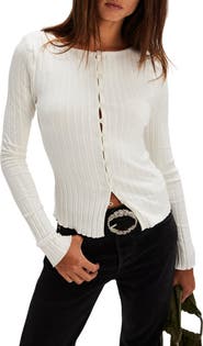 Free People Tilly Rib Long Sleeve Button-Up Top