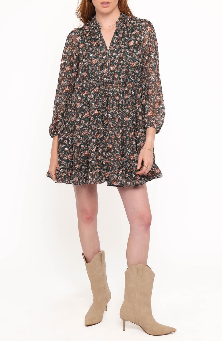 Petal & Pup Jinny Floral Print Dress, Main, color, Dark Green/ Multi