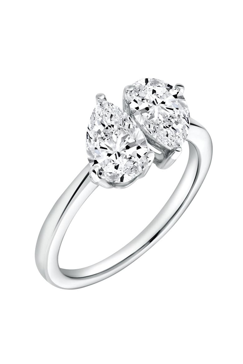 Twin Flames 14K Gold Pear Cut Lab Grown Diamond Toi et Moi Ring - 2 ct, Alternate, color, 14K White Gold