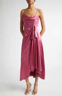 Cinq à Sept Kasia Ruched High-Low Silk Maxi Dress
