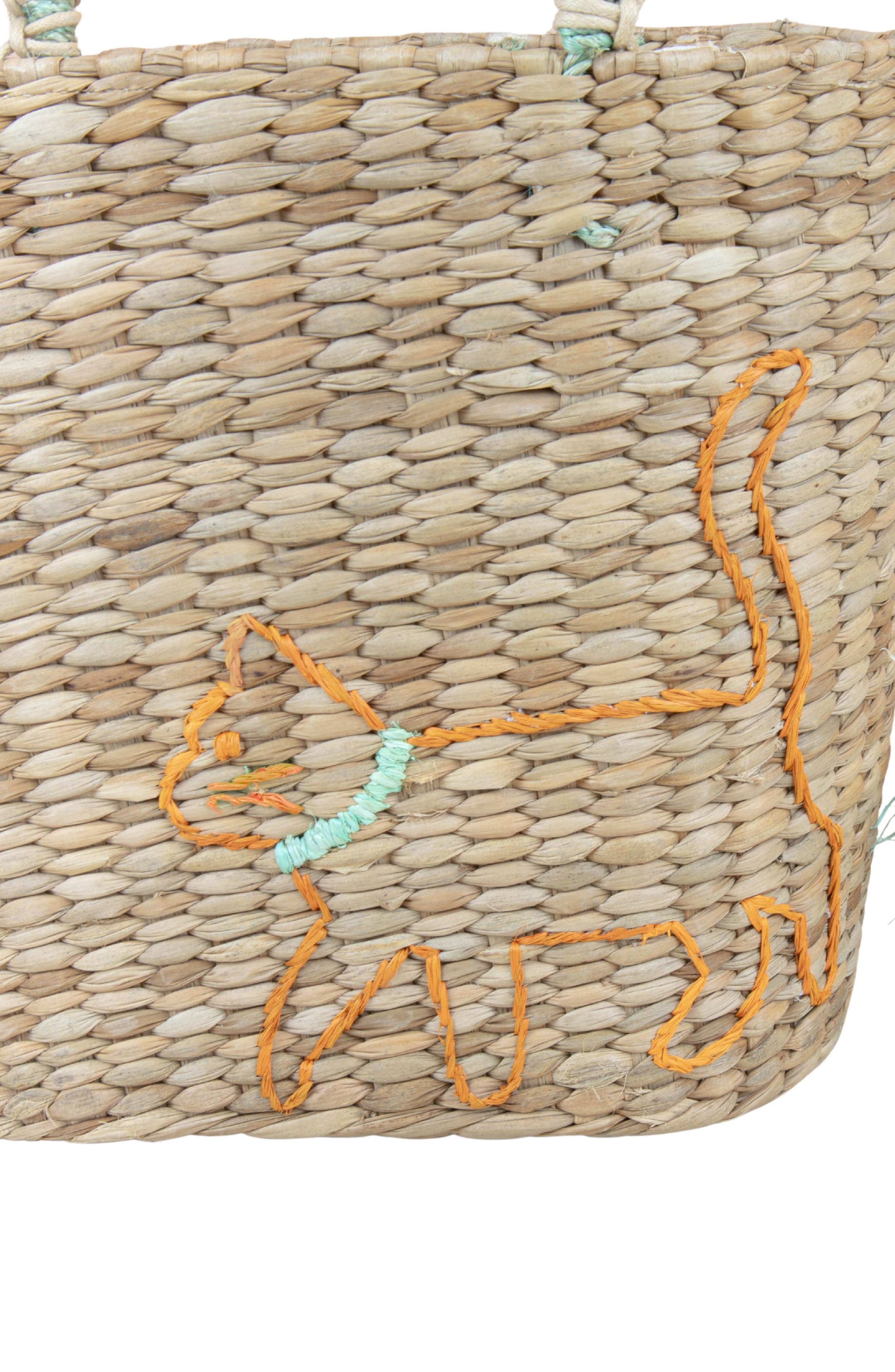 LIKHA Cat Embroidered Tote Bag, Alternate, color, Natural