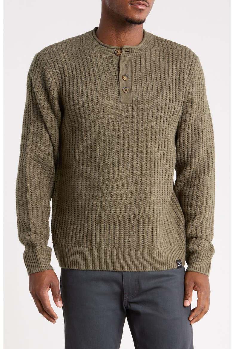 Roll Neck Textured Henley Sweater, Main, color, DUSTY OLIVE