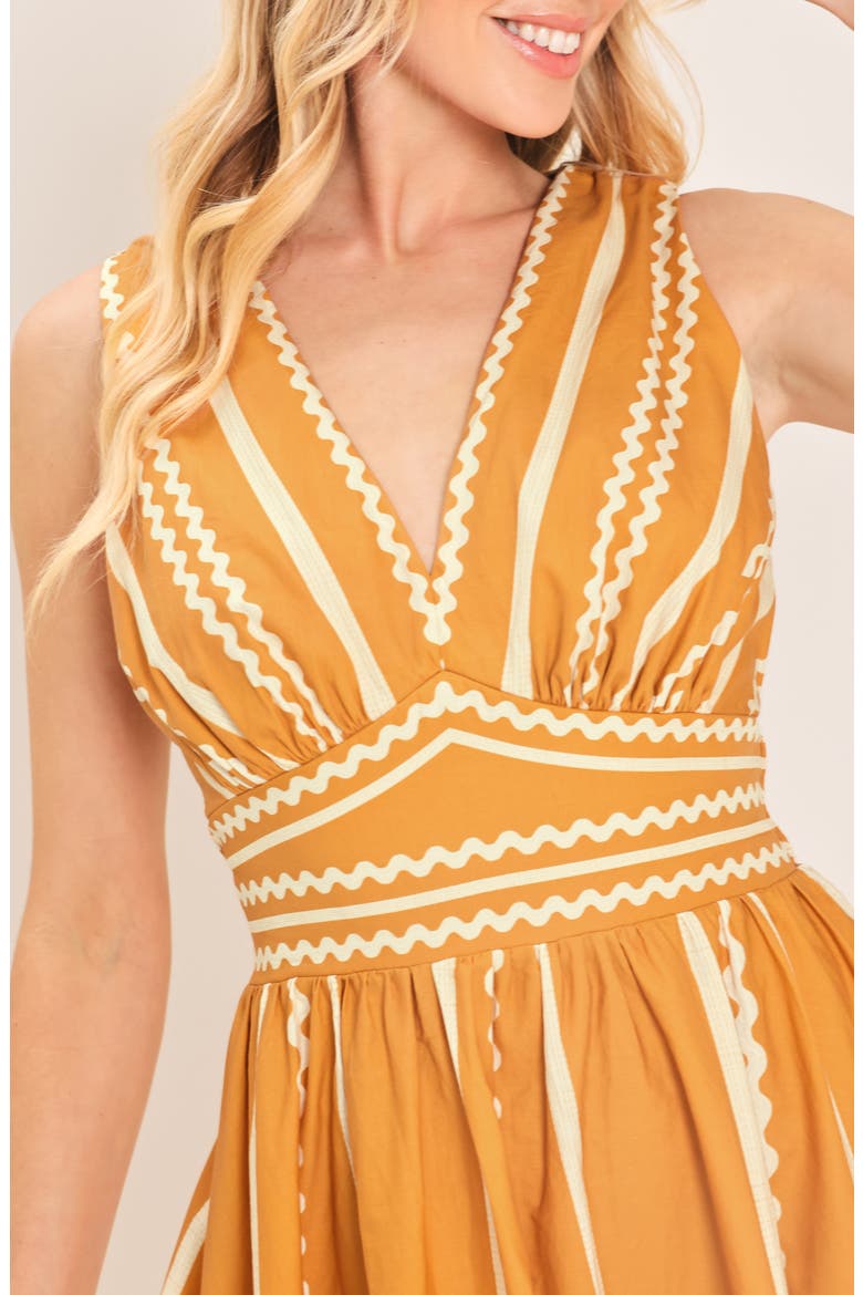 Rickrack Fit & Flare Maxi Dress, Alternate, color, CAMEL IVORY