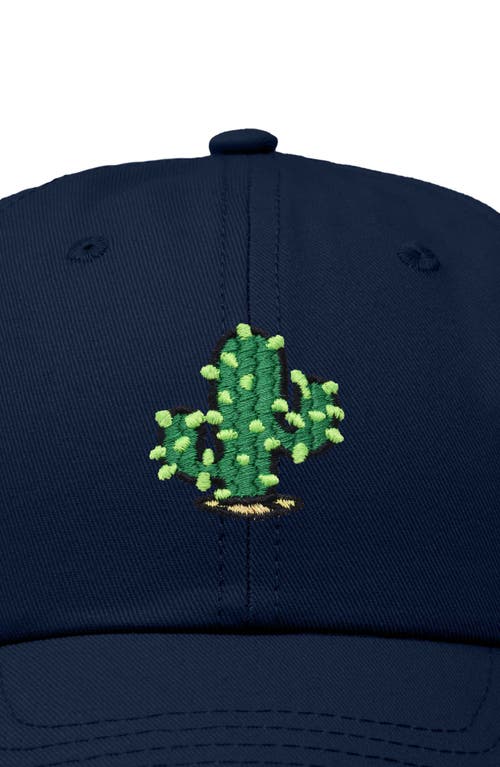 Dalix Cactus Embroidered Low Crown Cap In Navy Blue