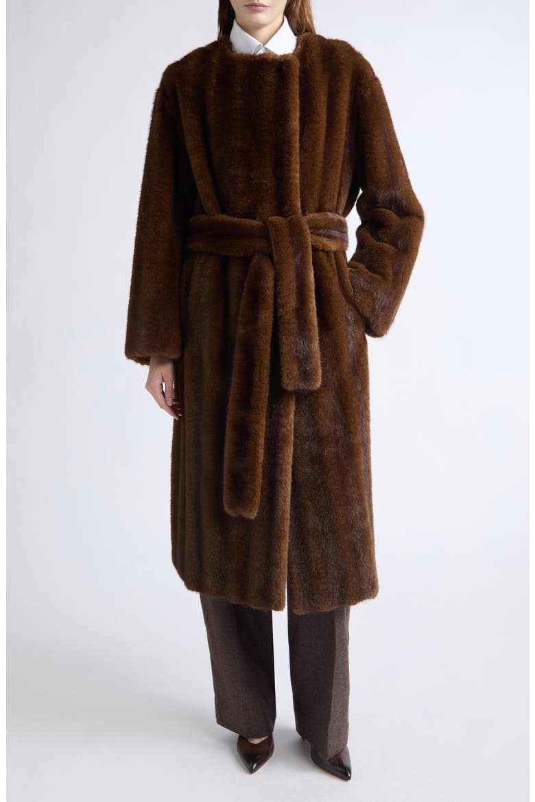 Miranda Faux Fur Coat, Main, color, BROWN