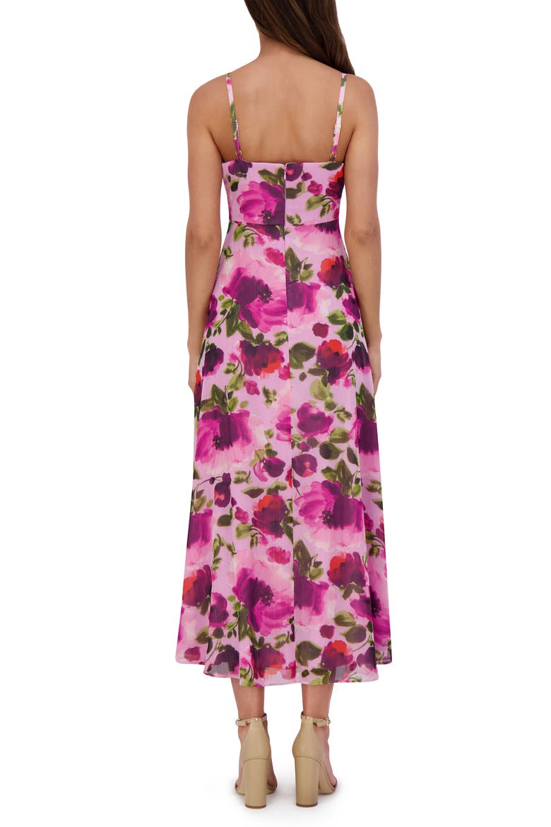 Printed Chiffon Midi Dress, Alternate, color, PINK MULTI