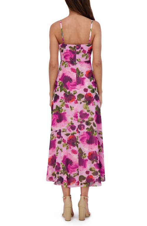 Siena Printed Chiffon Midi Dress In Pink
