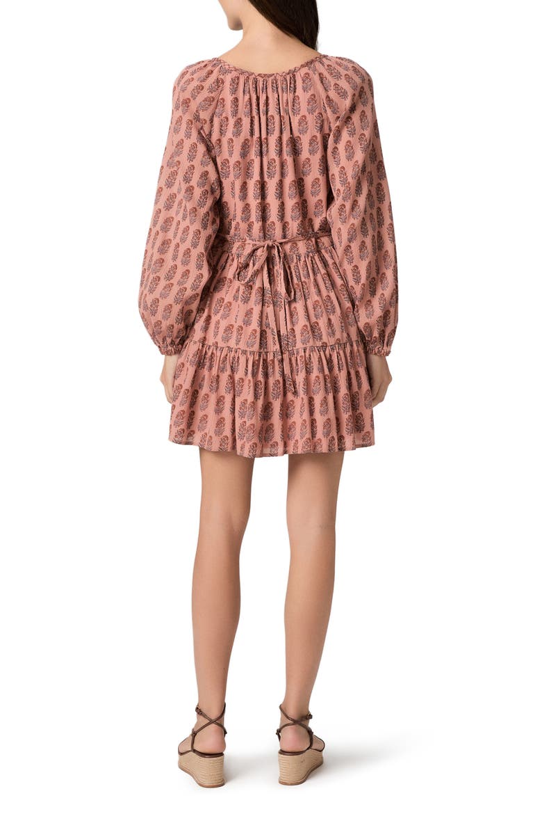 Boardwalk Floral Long Sleeve Cotton Minidress, Alternate, color, SALMON MULTI
