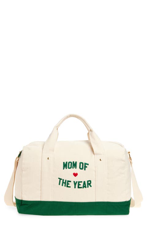 Mom of the Year Embroidred Canvas Duffle Bag