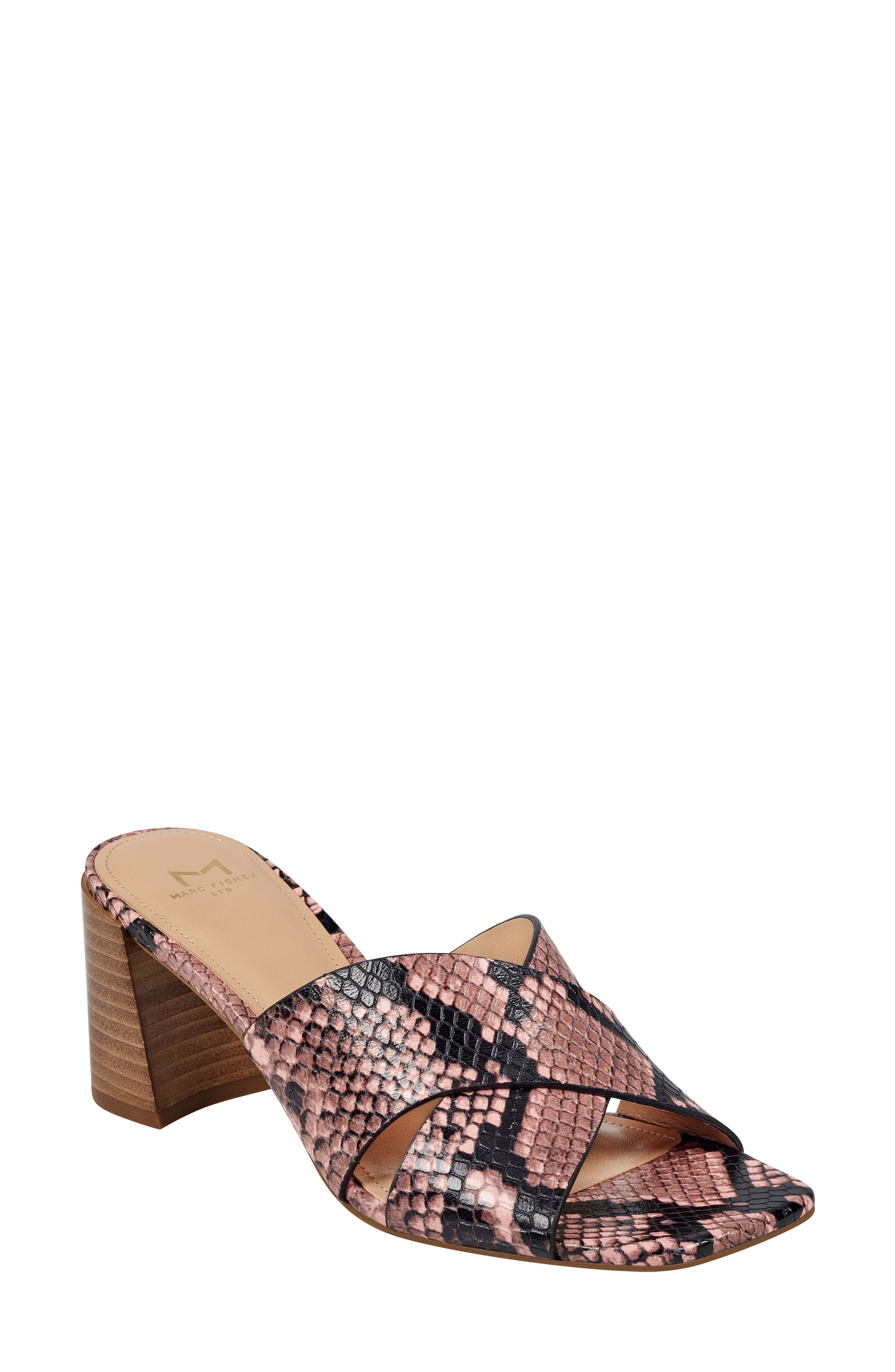 Saydi Slide Sandal, Main, color, PINK SNAKE EMBOSSED PRINT