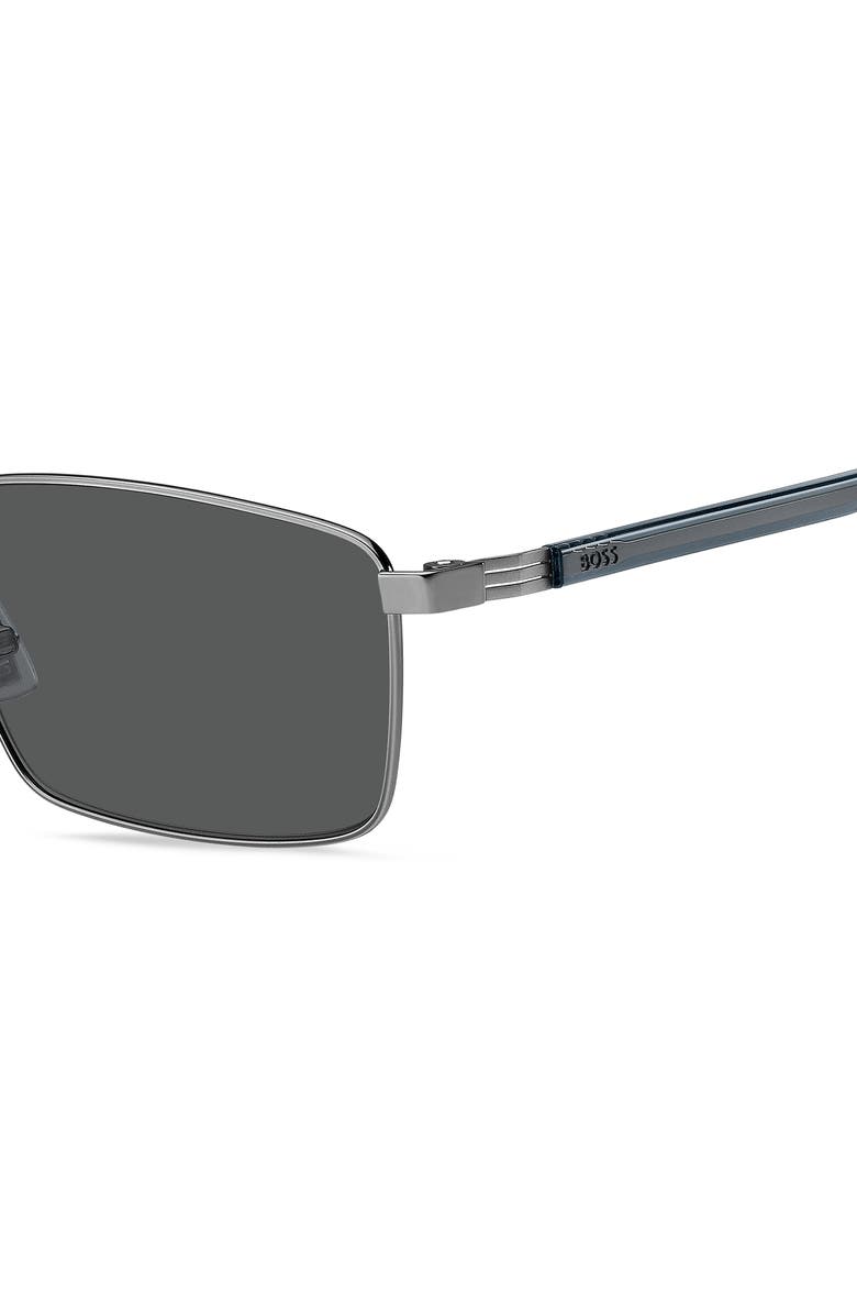 BOSS 57mm Rectangular Sunglasses, Alternate, color, Ruthenium Blue