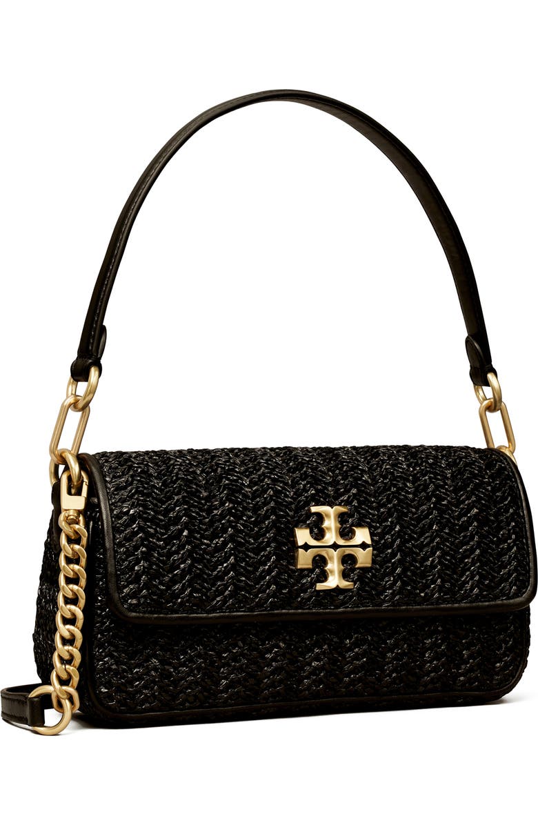 Tory Burch Small Kira Chevron Lacquered Raffia Flap Shoulder Bag, Alternate, color,