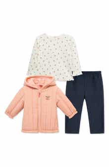 Little Me Cherry T-Shirt, Quilted Jacket & Leggings Set