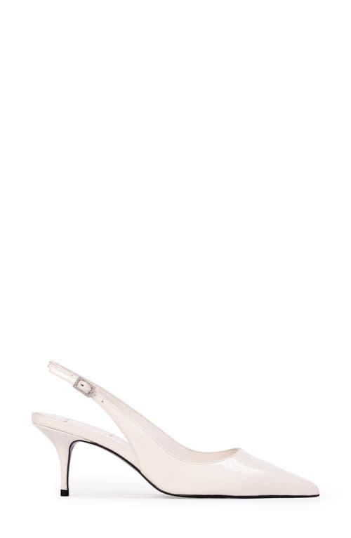 Black Suede Studio Alloy Pointed Toe Slingback Pump In Coconut Patent