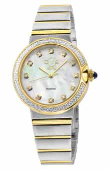 GEVRIL Sorrento Diamond Two-Tone Bracelet Watch, 32mm - 0.013ct.