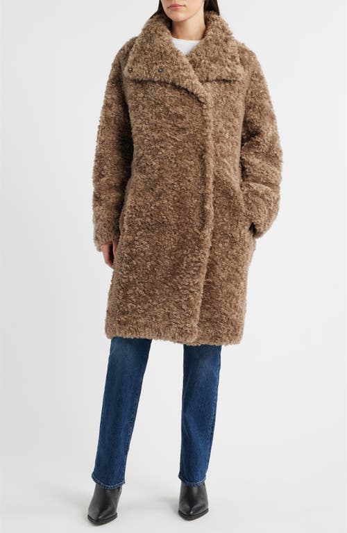 Hugo Boss Boss High Pile Fleece Coat In Brown