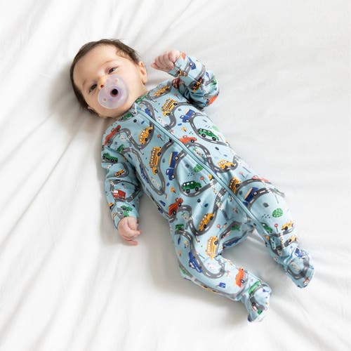 Norani Cars Print Organic Cotton Footie In Cars