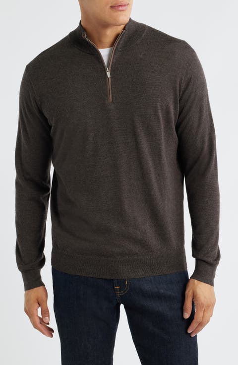 Autumn Crest Merino Wool Blend Quarter Zip Sweater