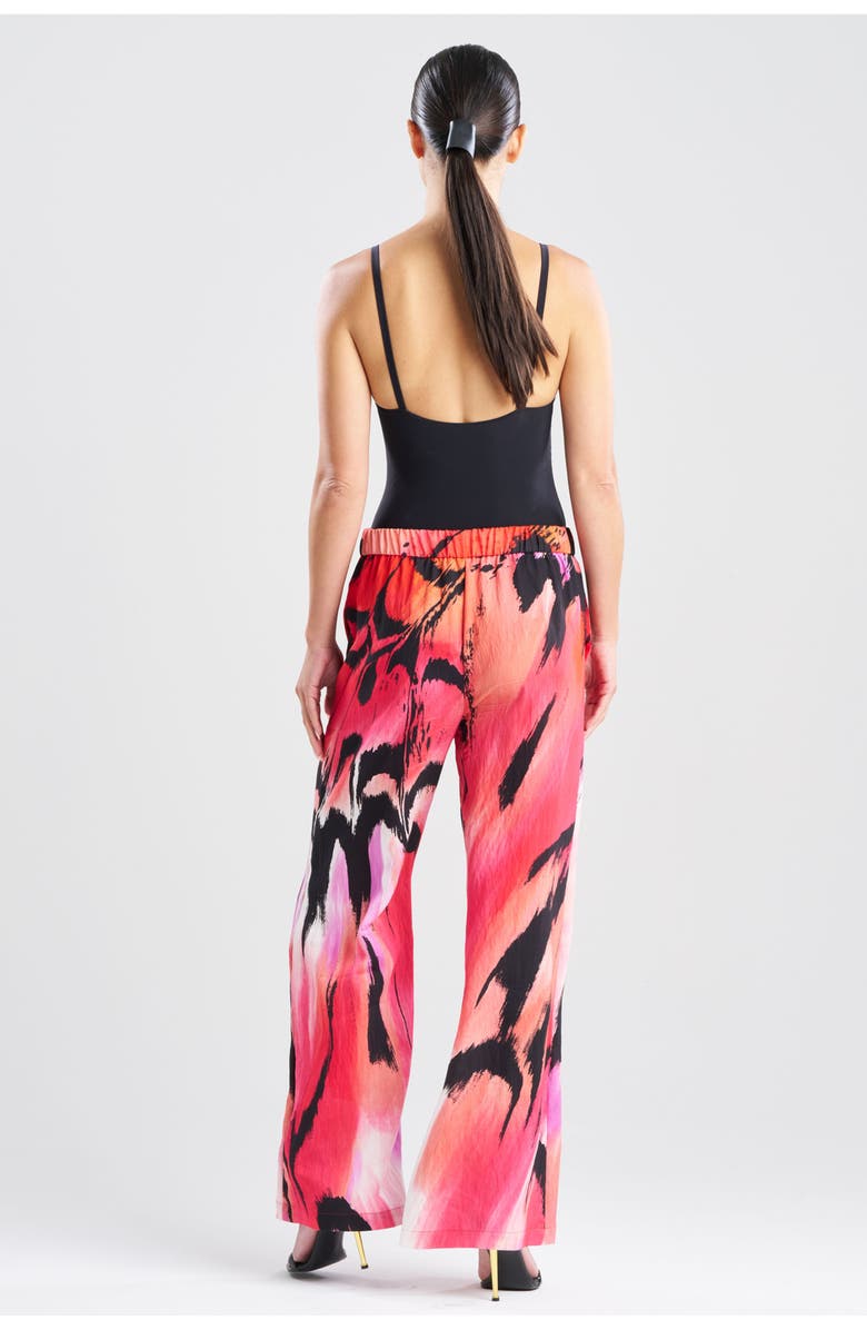 Natori Butterfly Linen Blend Pants, Alternate, color, Red