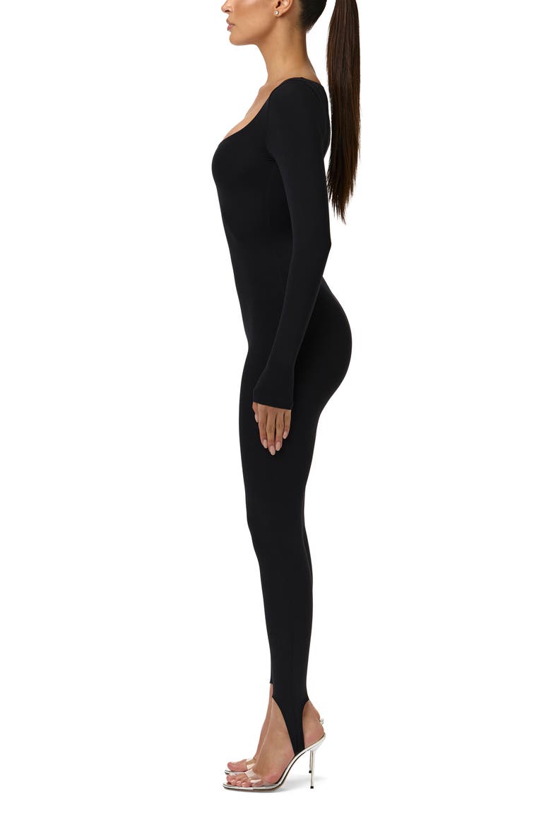 Naked Scoop Neck Long Sleeve Jumpsuit, Alternate, color, BLACK