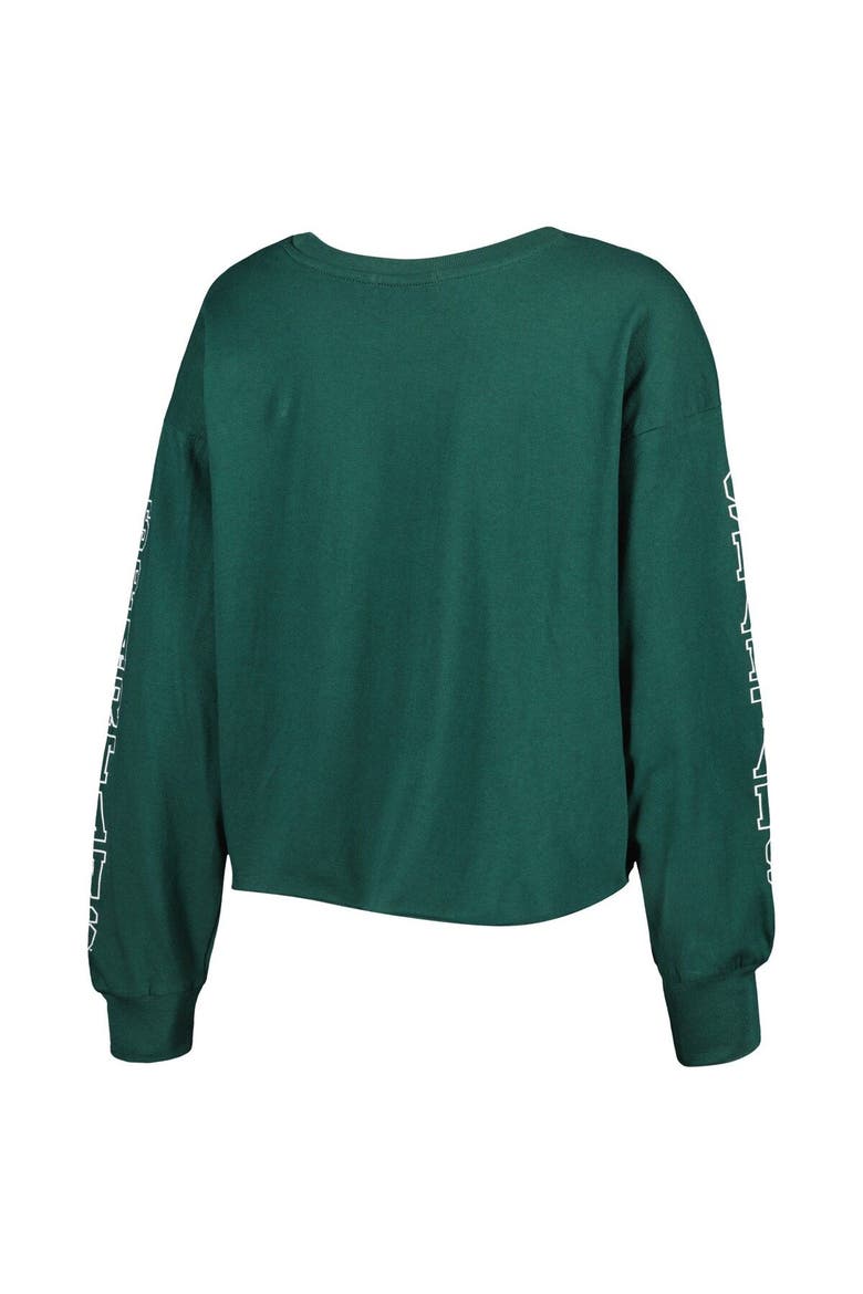 Women's '47 Green Michigan State Spartans Parkway II Cropped Long Sleeve T-Shirt, Alternate, color, Green