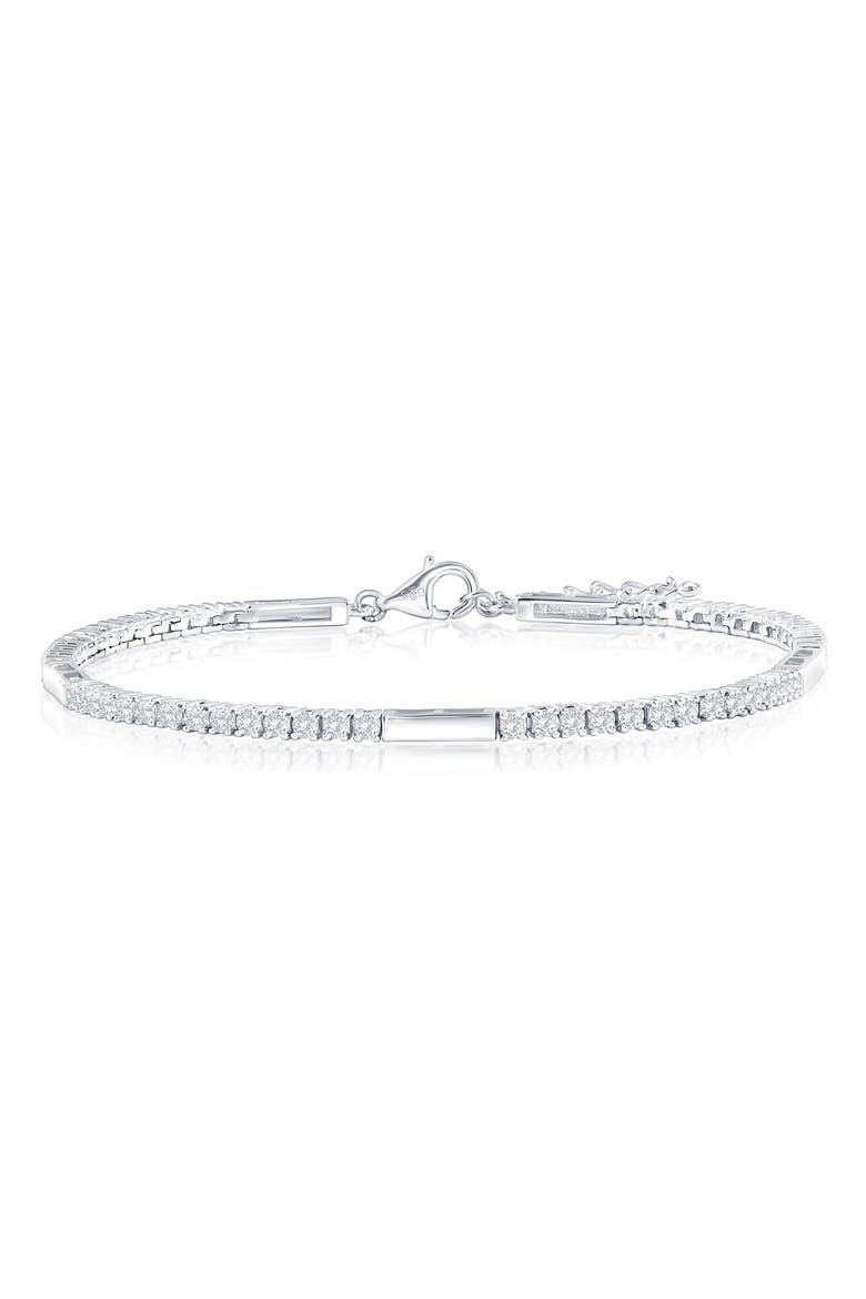 Cubic Zirconia Bar Bracelet, Main, color, SILVER