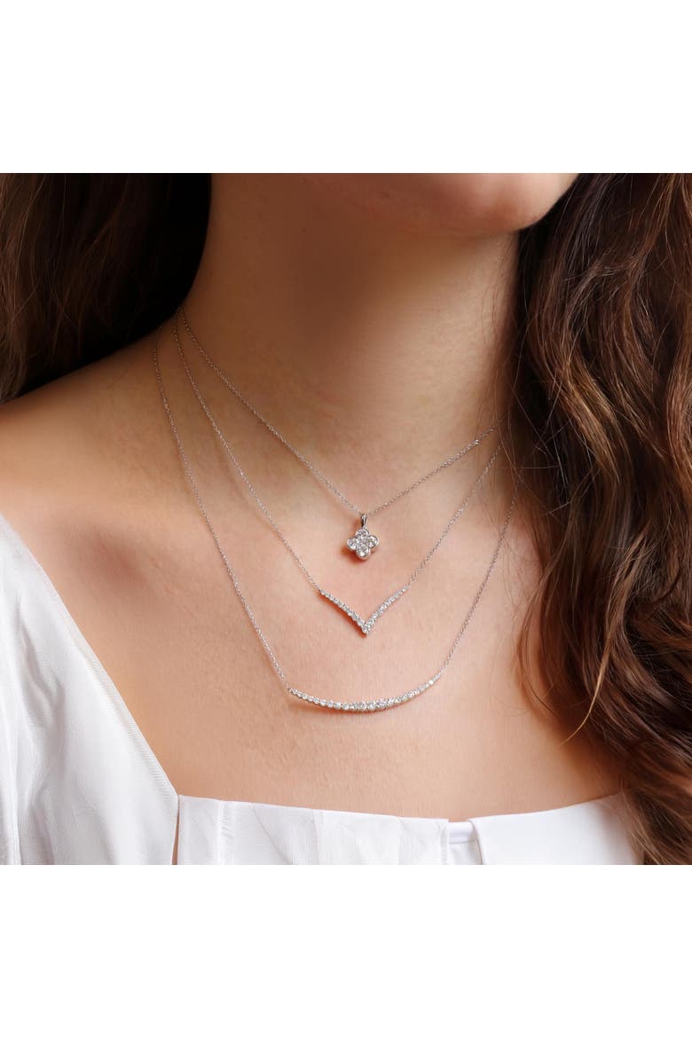 Lab Grown Diamond Clover Necklace, Alternate, color, White Gold