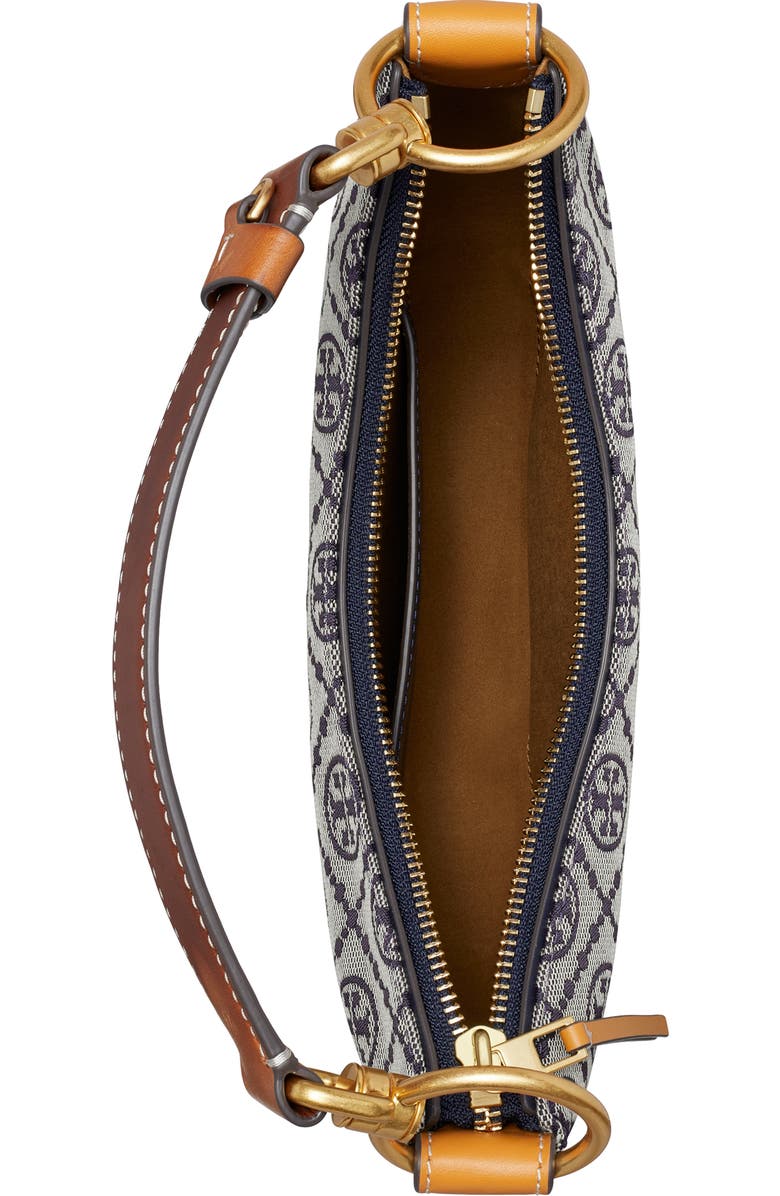 Tory Burch T Monogram Jacquard Mini Crescent Shoulder Bag, Alternate, color,