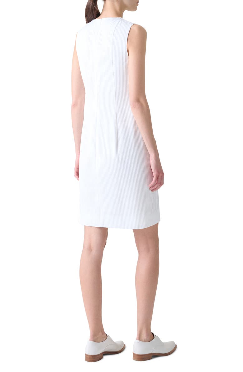 Akris Pleated Cotton Voile Sheath Dress, Alternate, color, White
