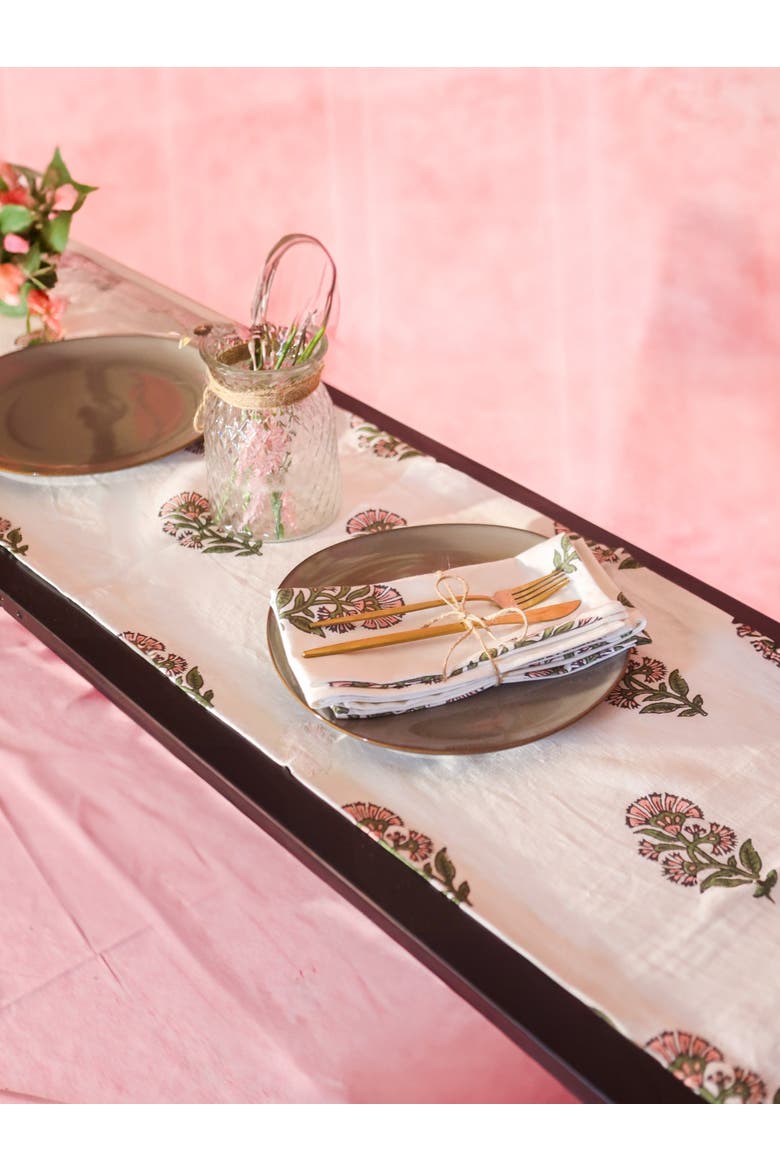Begum Linen Hand-Printed Runner, Alternate, color, Pink