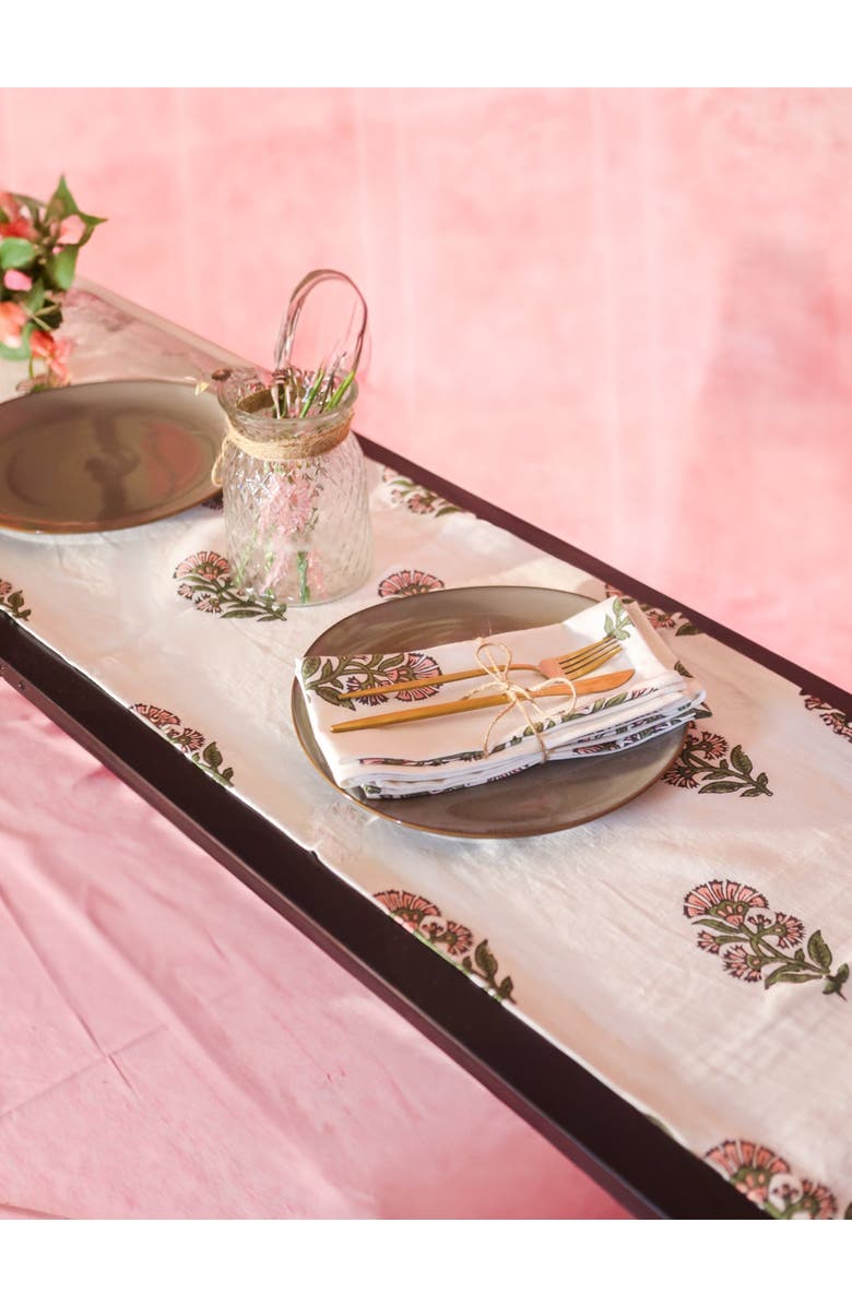 Banyan & Birch Begum Linen Hand-Printed Runner, Alternate, color, Pink