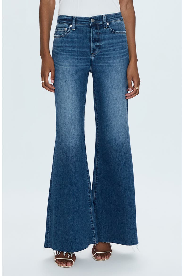Izzy Raw Hem Mid Rise Wide Leg Flare Jeans, Main, color, STUDY