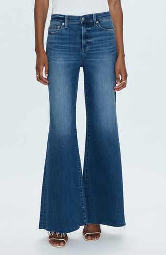 Izzy Raw Hem Mid Rise Wide Leg Flare Jeans